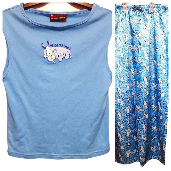 Peanuts Collection Snoopy Blue 2 Piece Pajama PJ Set - Picture 2 of 8